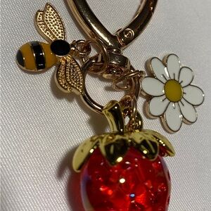 Gold and Red Strawberry Purse Charm